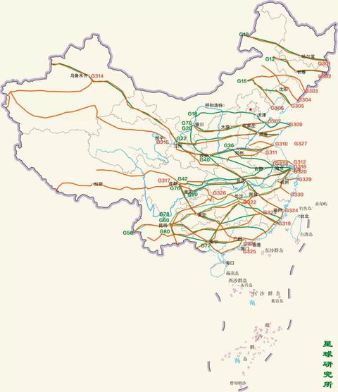 还包括 18条 东西向的横线高速公路 编号区间为 g10-g90偶数序列 以及