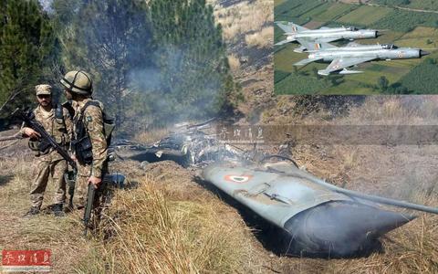3 图为巴基斯坦陆军士兵在巴方一侧控制区发现的被击落的印军米格-21 Bison战机残骸。右上小图为印度的米格-21 Bison改进型资料图。