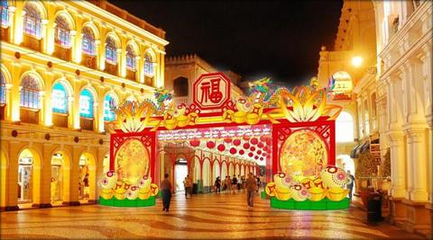 澳门仪式亭前地贺岁灯饰效果图。图片来源：澳门特区政府网站
